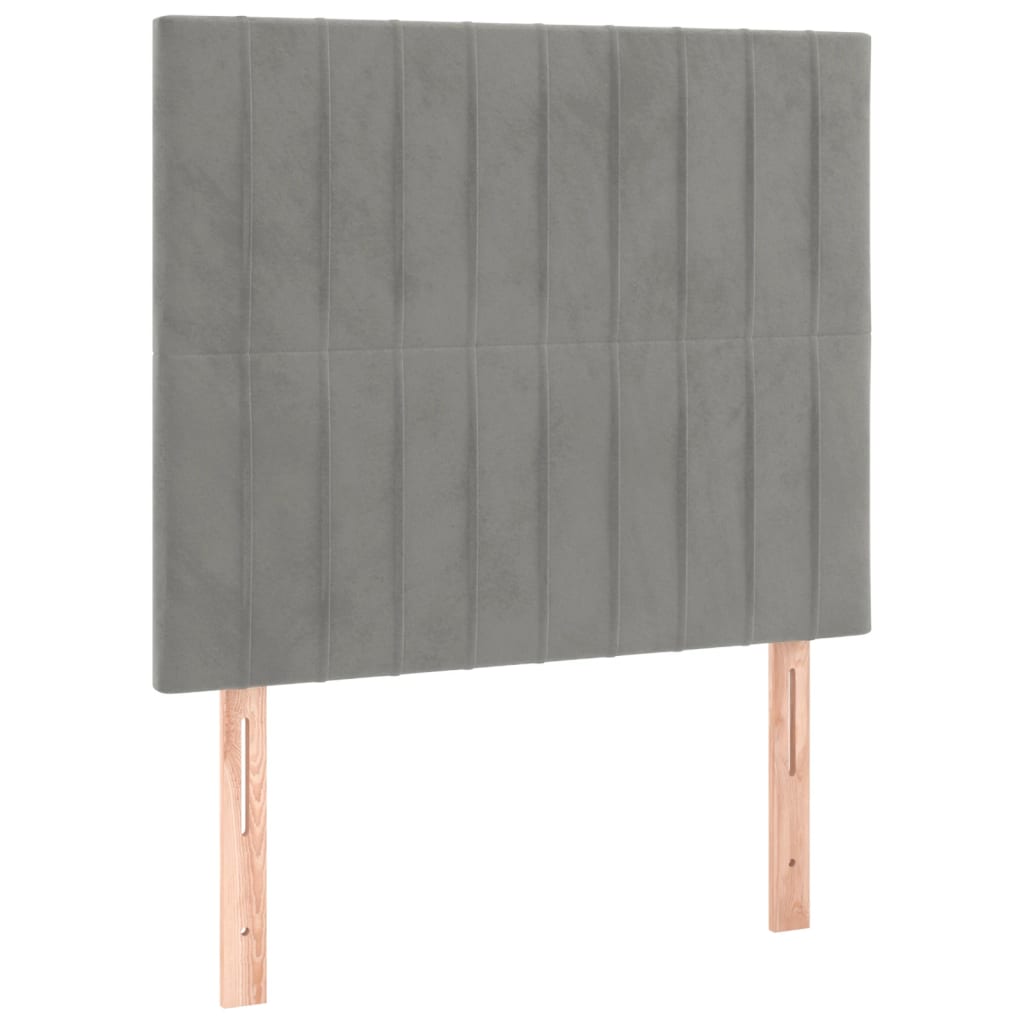 Box spring krevet s madracem svjetlosivi 90x190 cm baršunasti