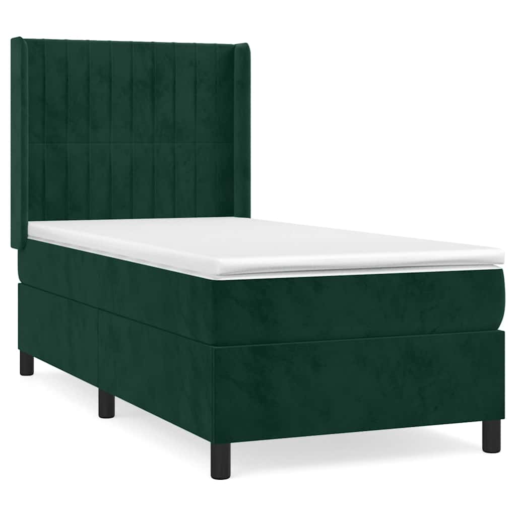 Box spring krevet s madracem tamnozeleni 90x200 cm baršunasti
