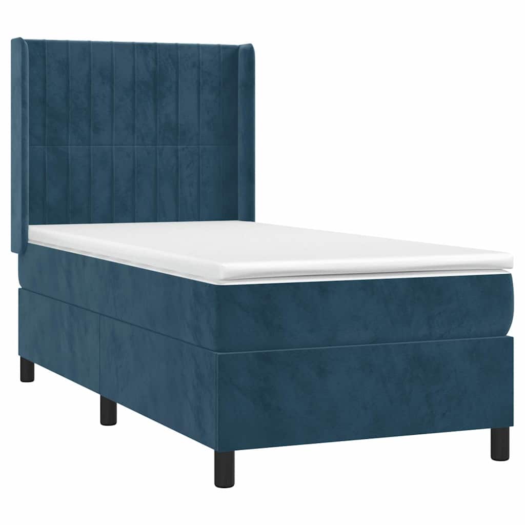 Box spring krevet s madracem tamnoplavi 90x200 cm baršunasti