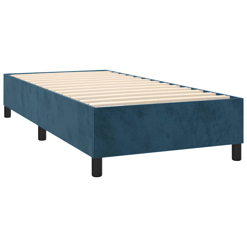 Box spring krevet s madracem tamnoplavi 90x200 cm baršunasti