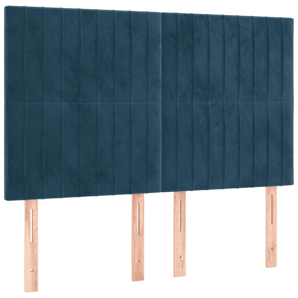 Krevet s oprugama i madracem tamnoplavi 140x190 cm baršunasti