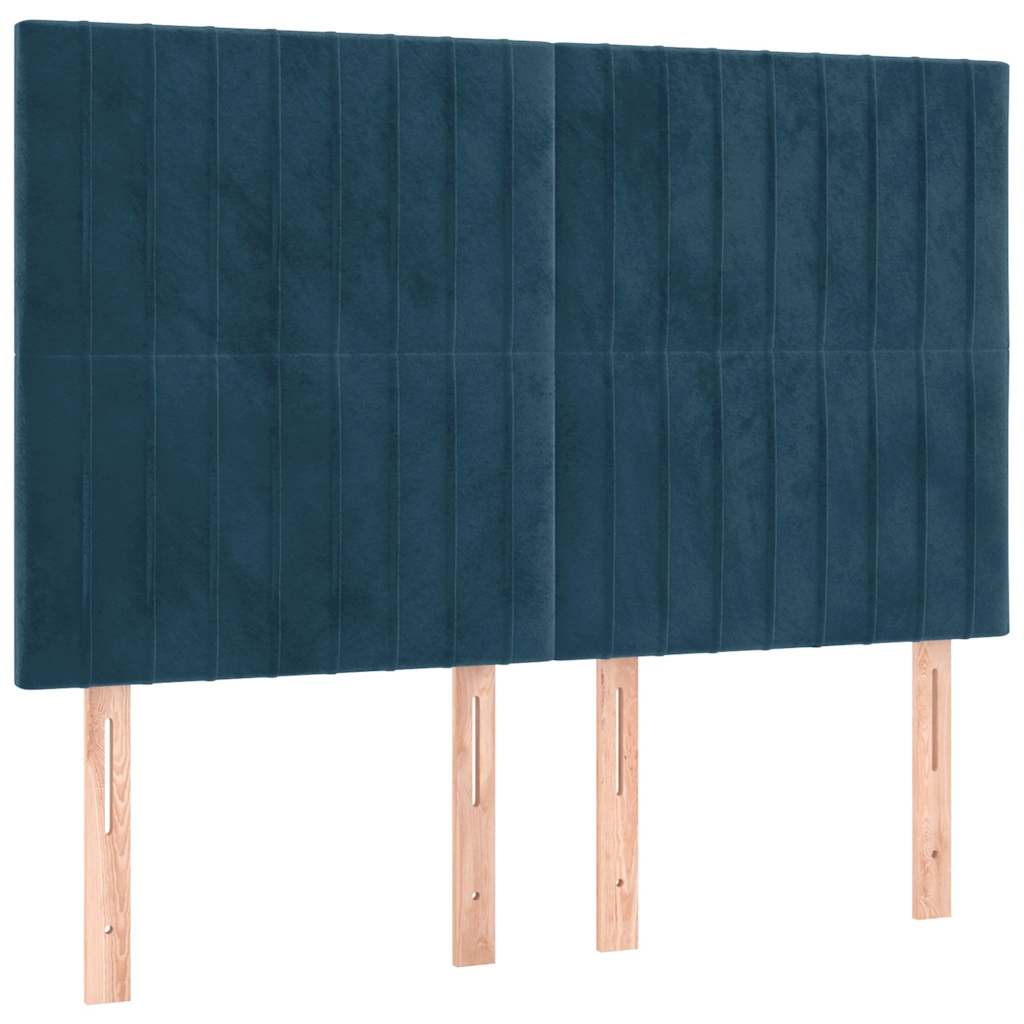Krevet s oprugama i madracem tamnoplavi 140x200 cm baršunasti