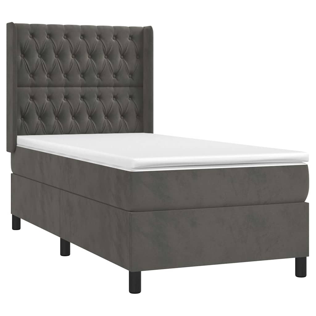 Box spring krevet s madracem tamnosivi 80 x 200 cm baršunasti
