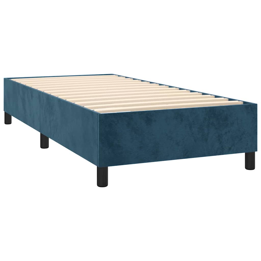 Box spring krevet s madracem tamnoplavi 90x190 cm baršunasti