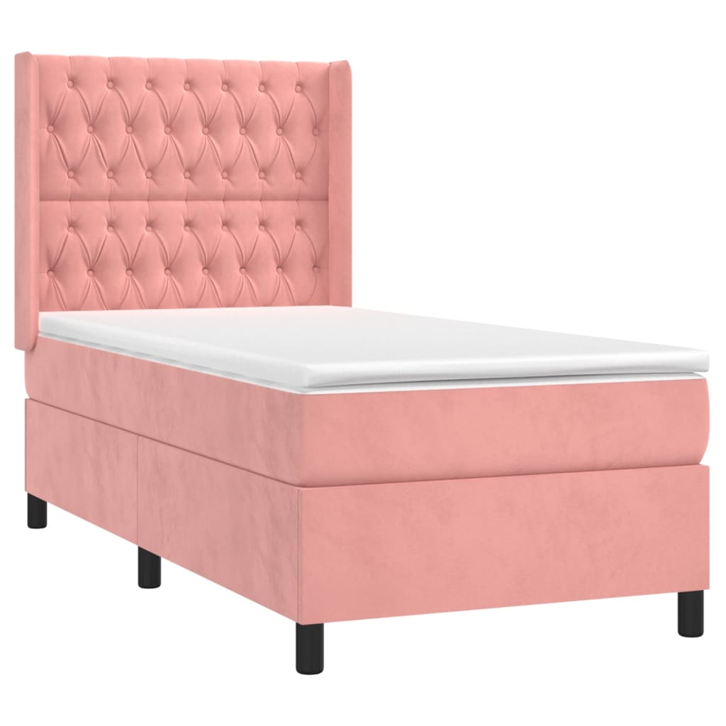 Box spring krevet s madracem ružičasti 90x190 cm baršunasti