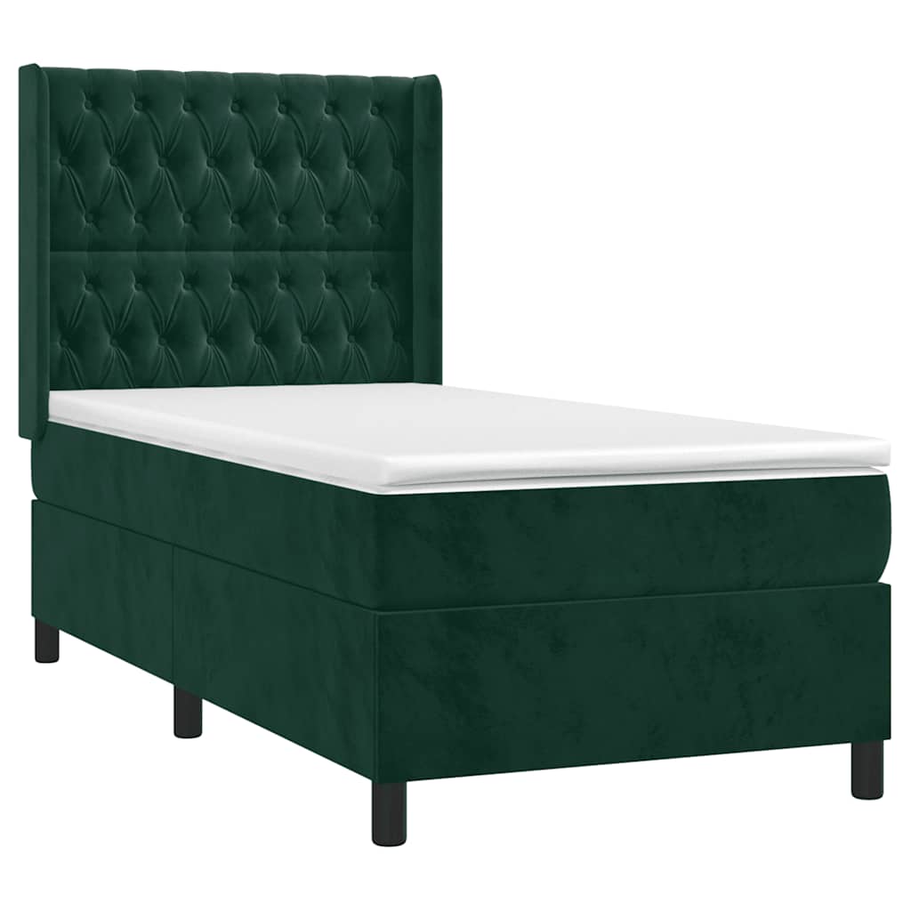 Box spring krevet s madracem tamnozeleni 90x200 cm baršunasti