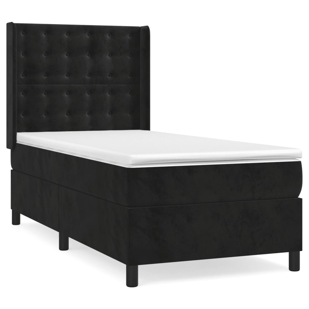 Box spring krevet s madracem crni 100x200 cm baršunasti
