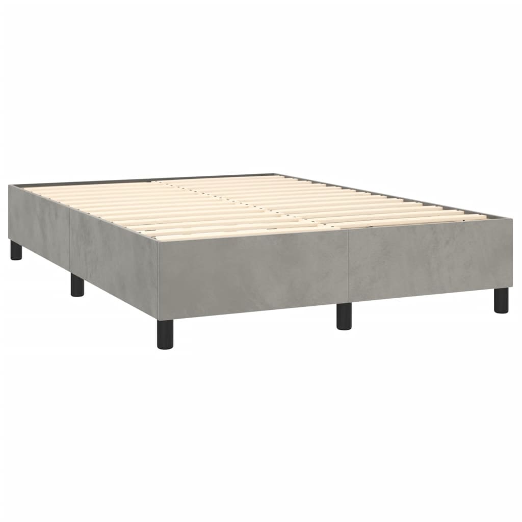 Krevet s oprugama i madracem svjetlosivi 140x190 cm baršunasti