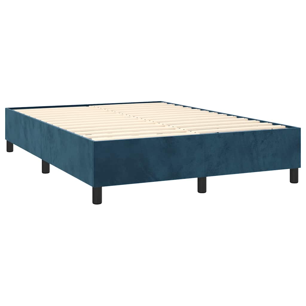 Krevet s oprugama i madracem tamnoplavi 140x190 cm baršunasti