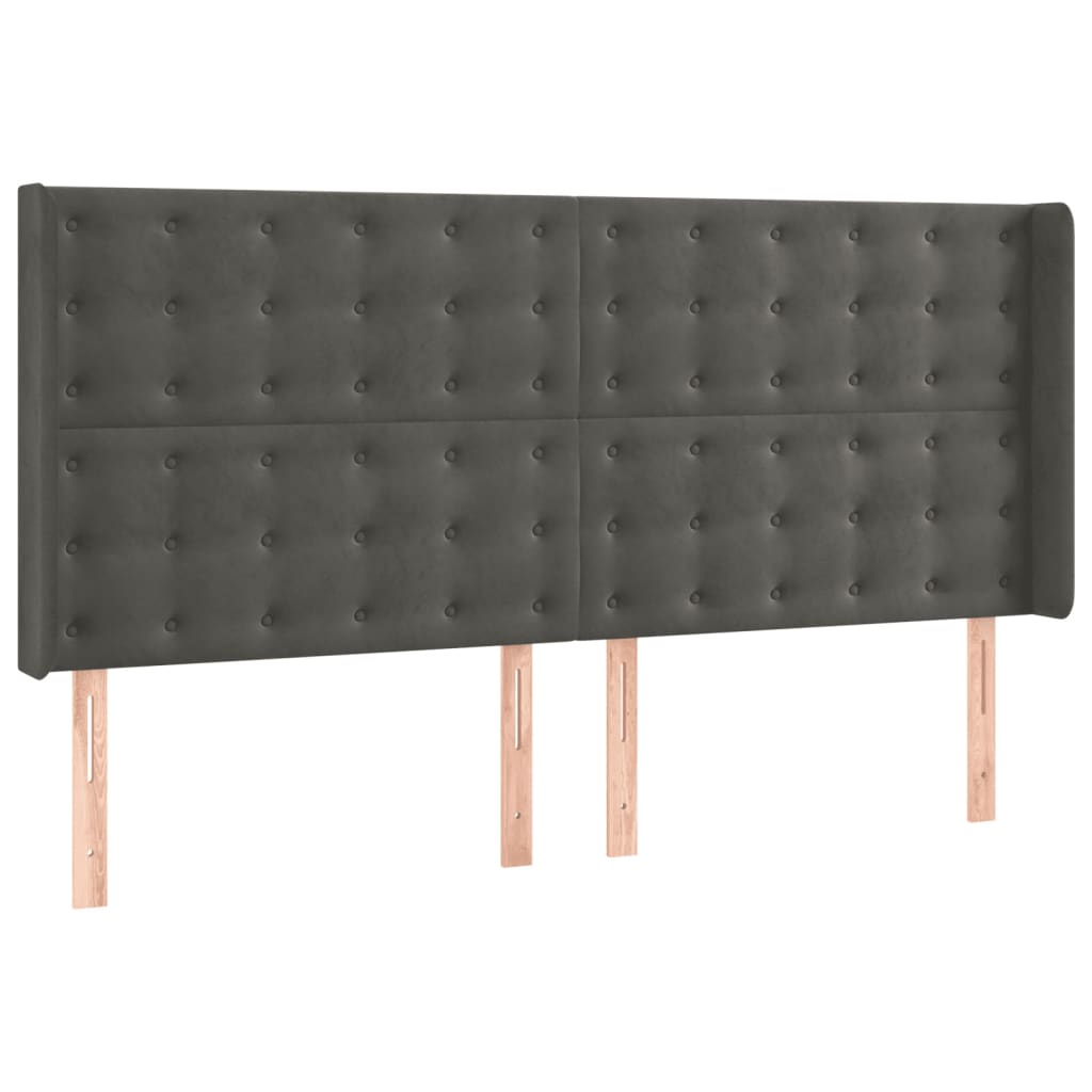 Krevet s oprugama i madracem tamnosivi 180x200 cm baršunasti