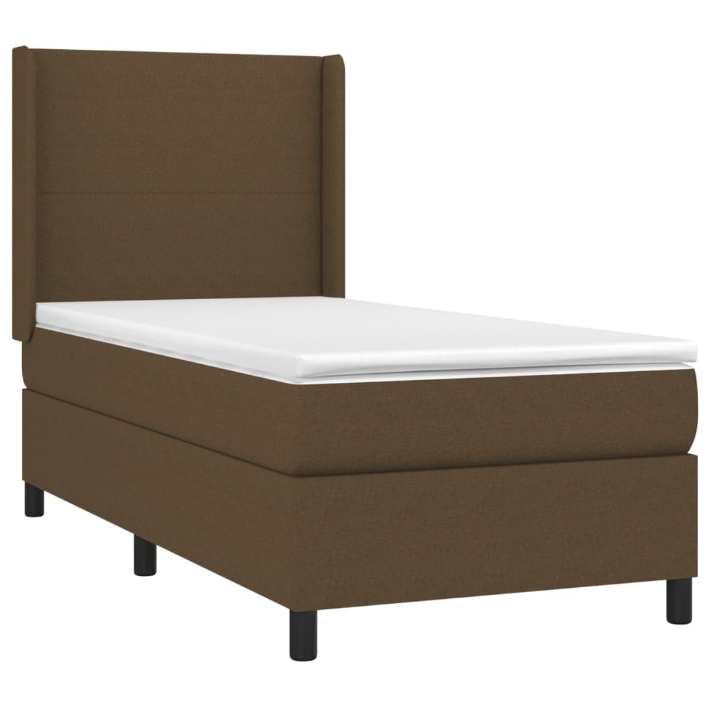 Krevet box spring s madracem LED tamnosmeđi 100x200 cm tkanina