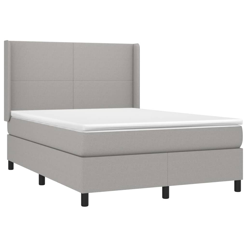 Krevet box spring s madracem LED svjetlosivi 140x190 cm tkanine
