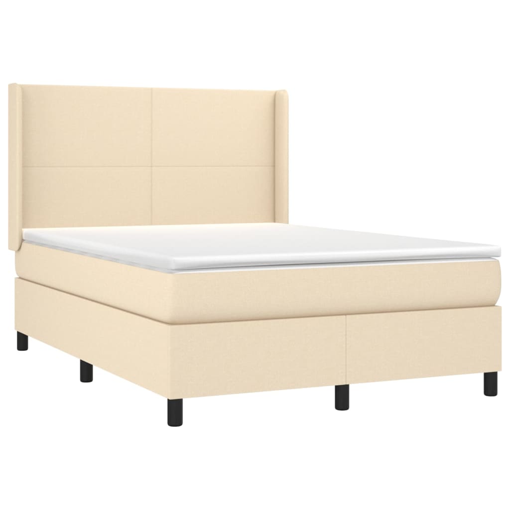 Krevet box spring s madracem LED krem 140x190 cm od tkanine