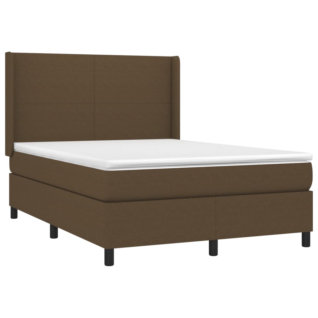 Krevet box spring s madracem LED tamnosmeđi 140x200 cm tkanina