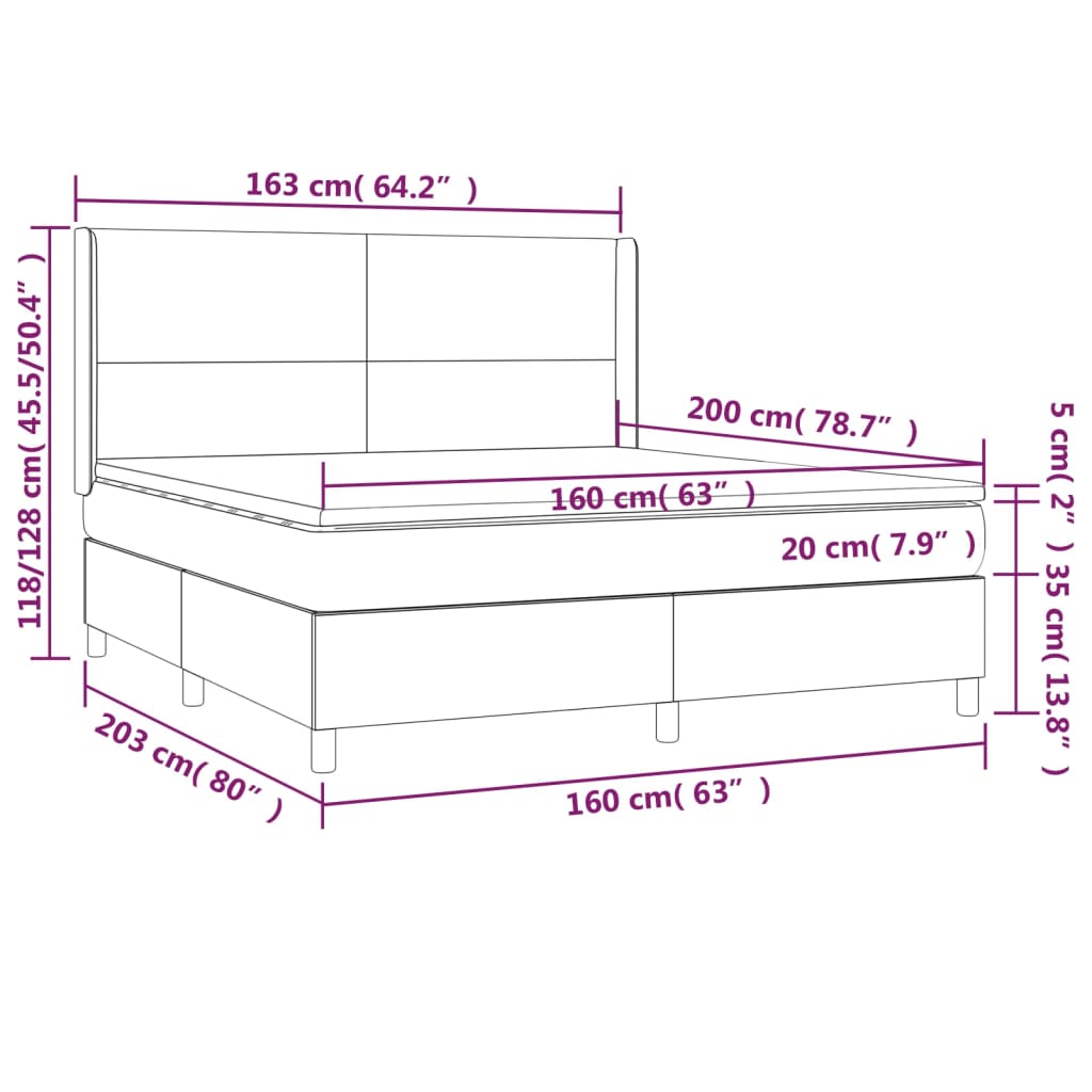 Krevet box spring s madracem LED tamnosmeđi 160x200 cm tkanina