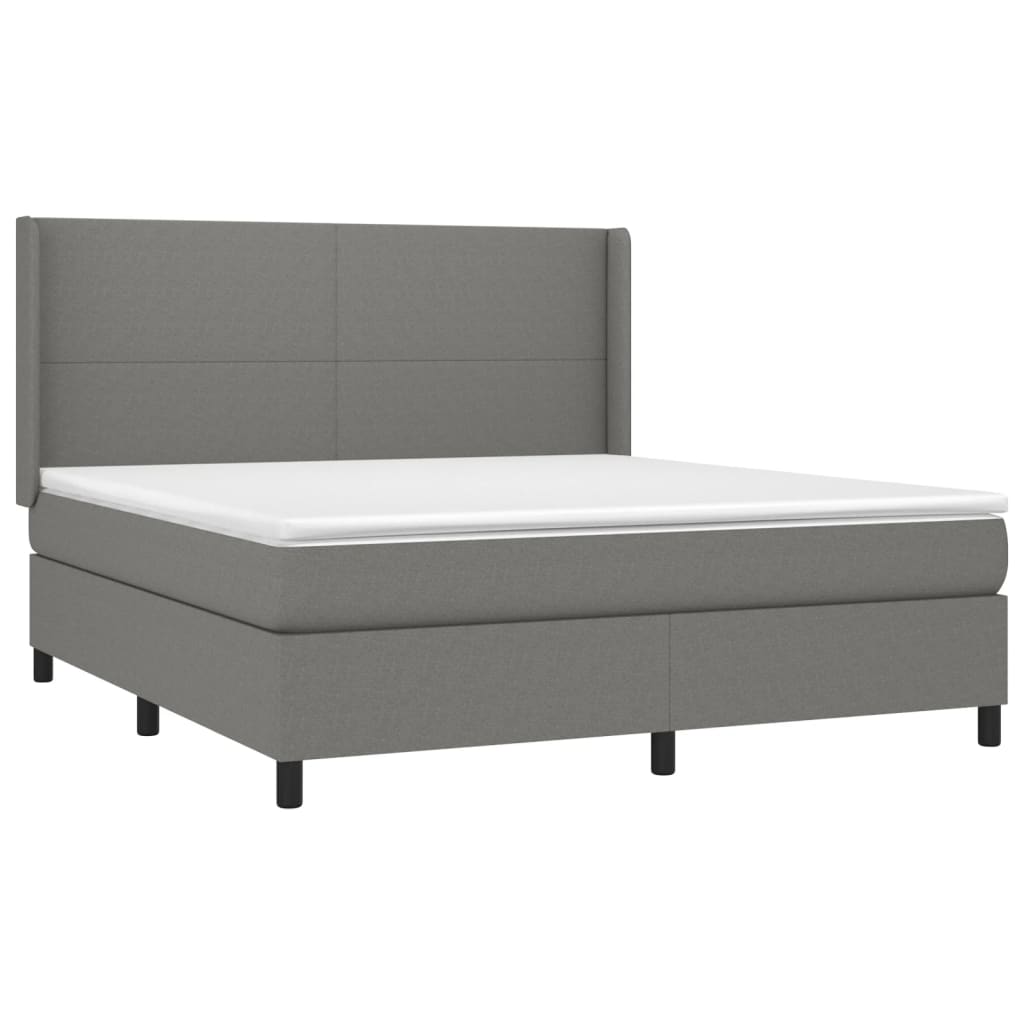 Krevet box spring s madracem LED tamnosivi 180x200 cm tkanina