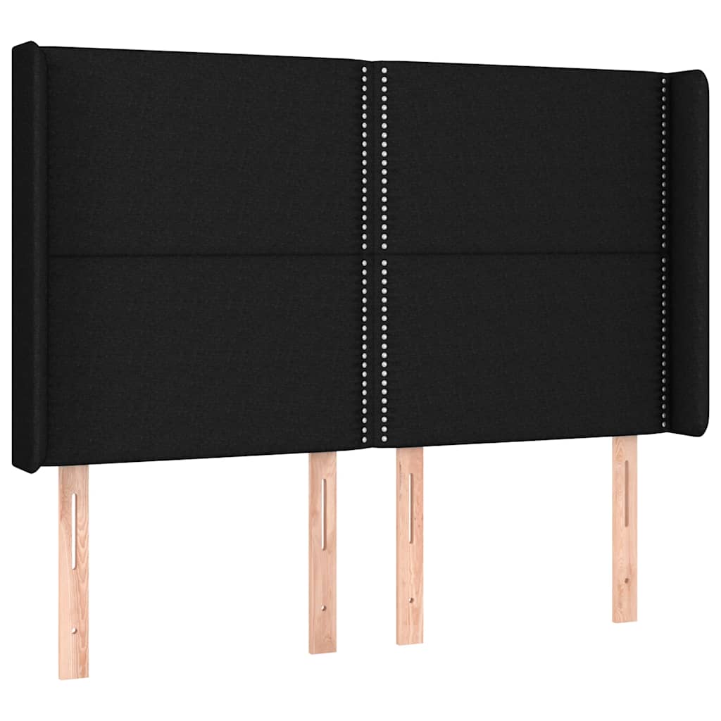 Krevet box spring s madracem LED crni 140x190 cm od tkanine