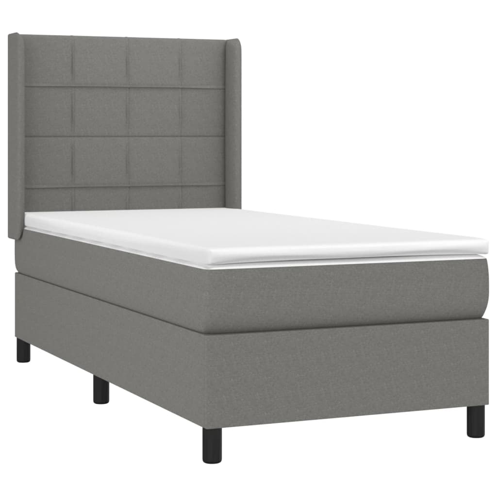 Krevet box spring s madracem LED tamnosivi 80 x 200 cm tkanina