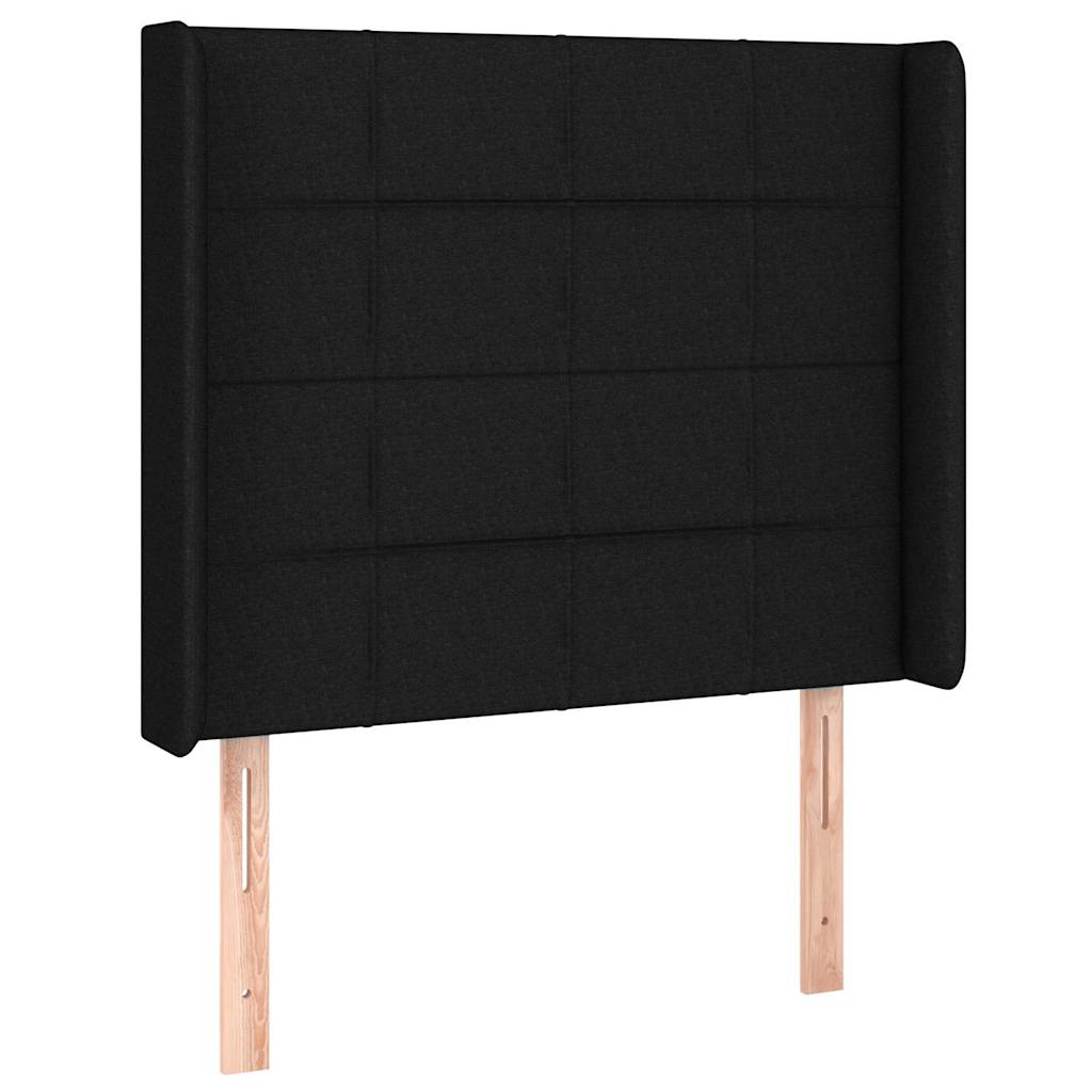 Krevet box spring s madracem LED crni 90x200 cm od tkanine