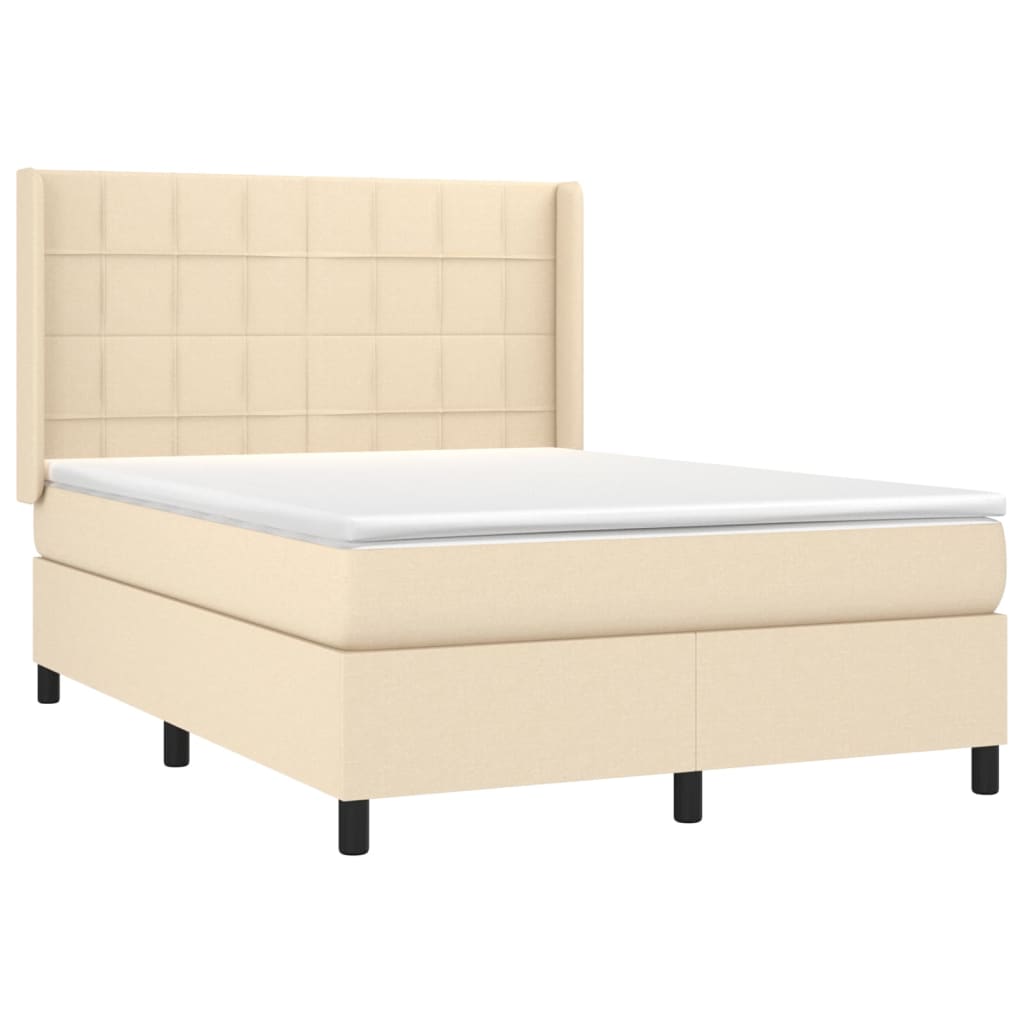 Krevet box spring s madracem LED krem 140x190 cm od tkanine