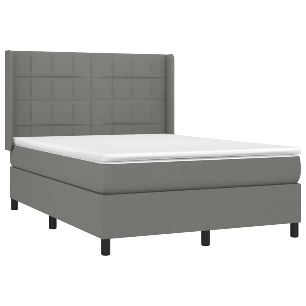 Krevet box spring s madracem LED tamnosivi 140x200 cm tkanina