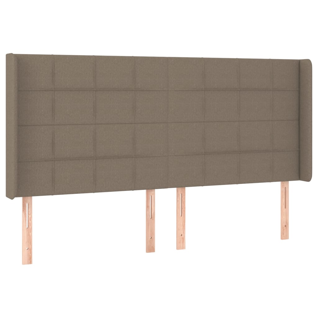 Krevet box spring s madracem LED smeđesivi 180x200 cm tkanina