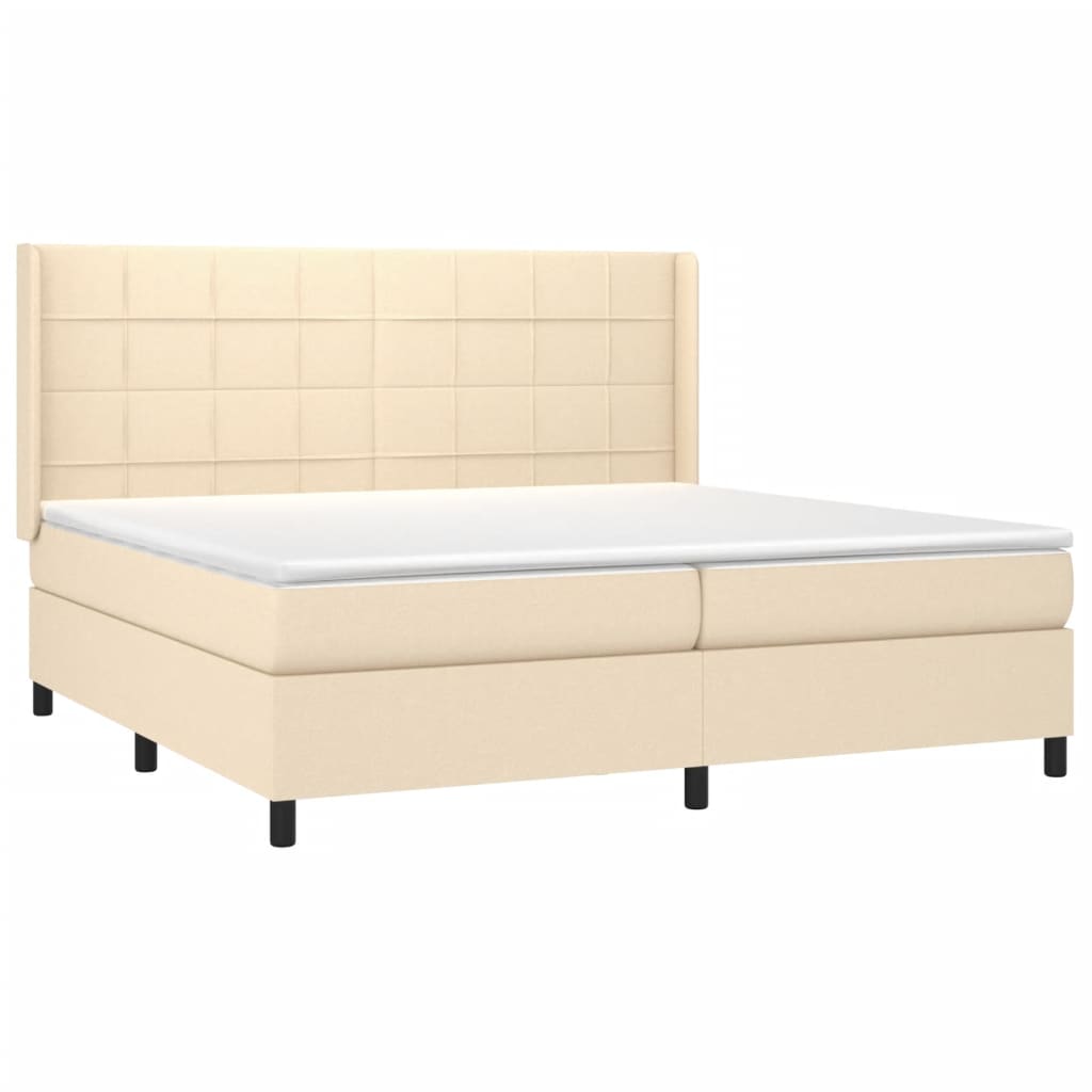 Krevet box spring s madracem LED krem 200x200 cm od tkanine