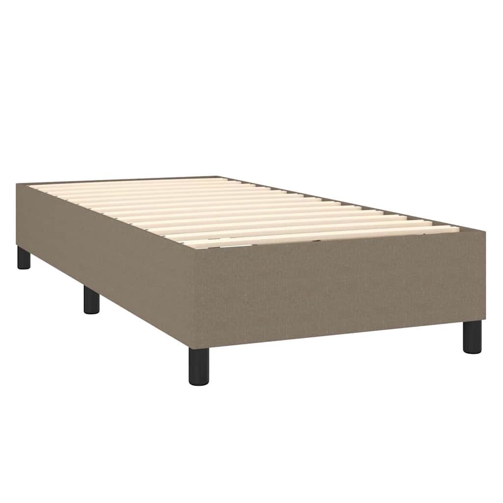 Krevet box spring s madracem LED smeđesivi 90x190 cm tkanina