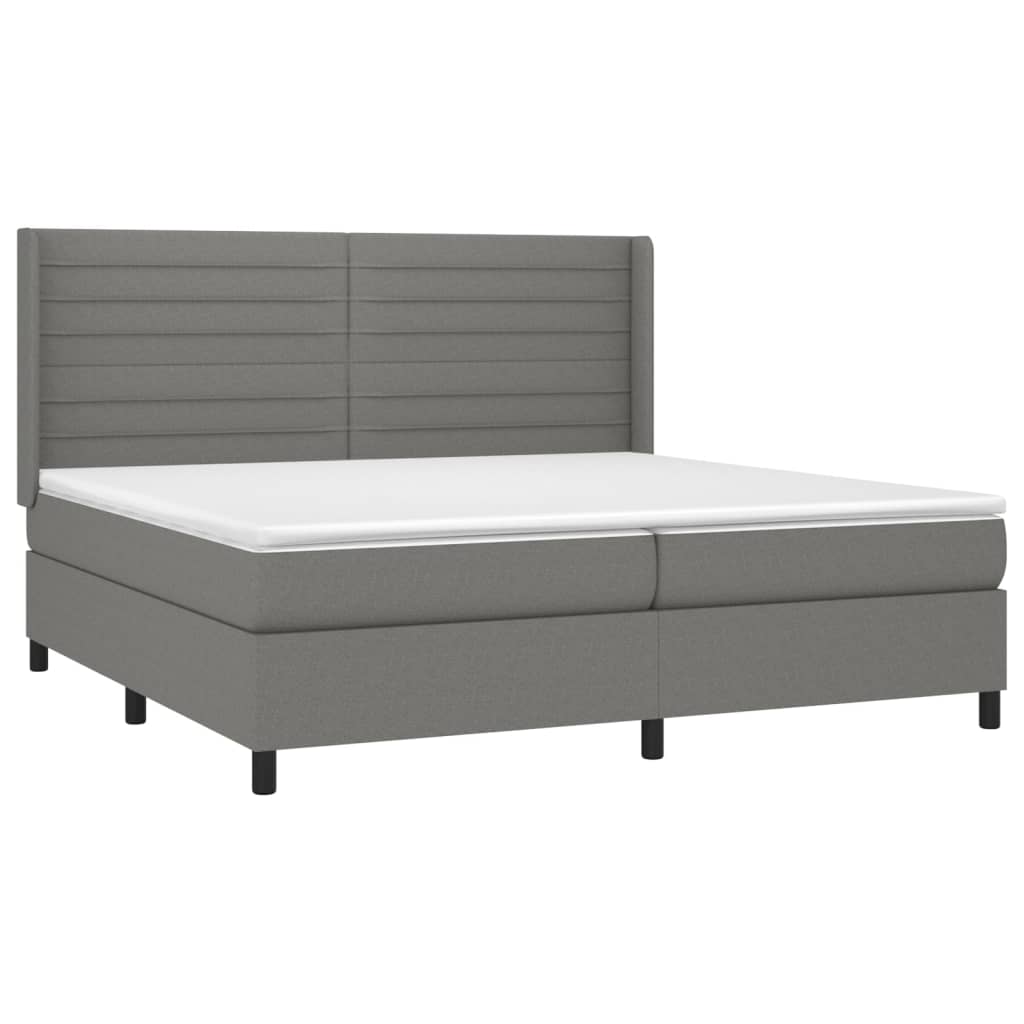 Krevet box spring s madracem LED tamnosivi 200x200 cm tkanina