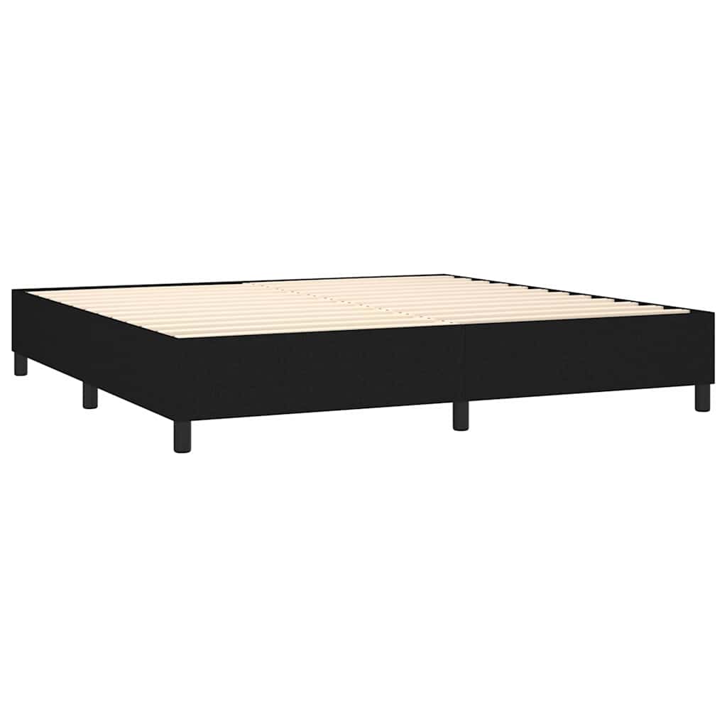Krevet box spring s madracem LED crni 200x200 cm od tkanine