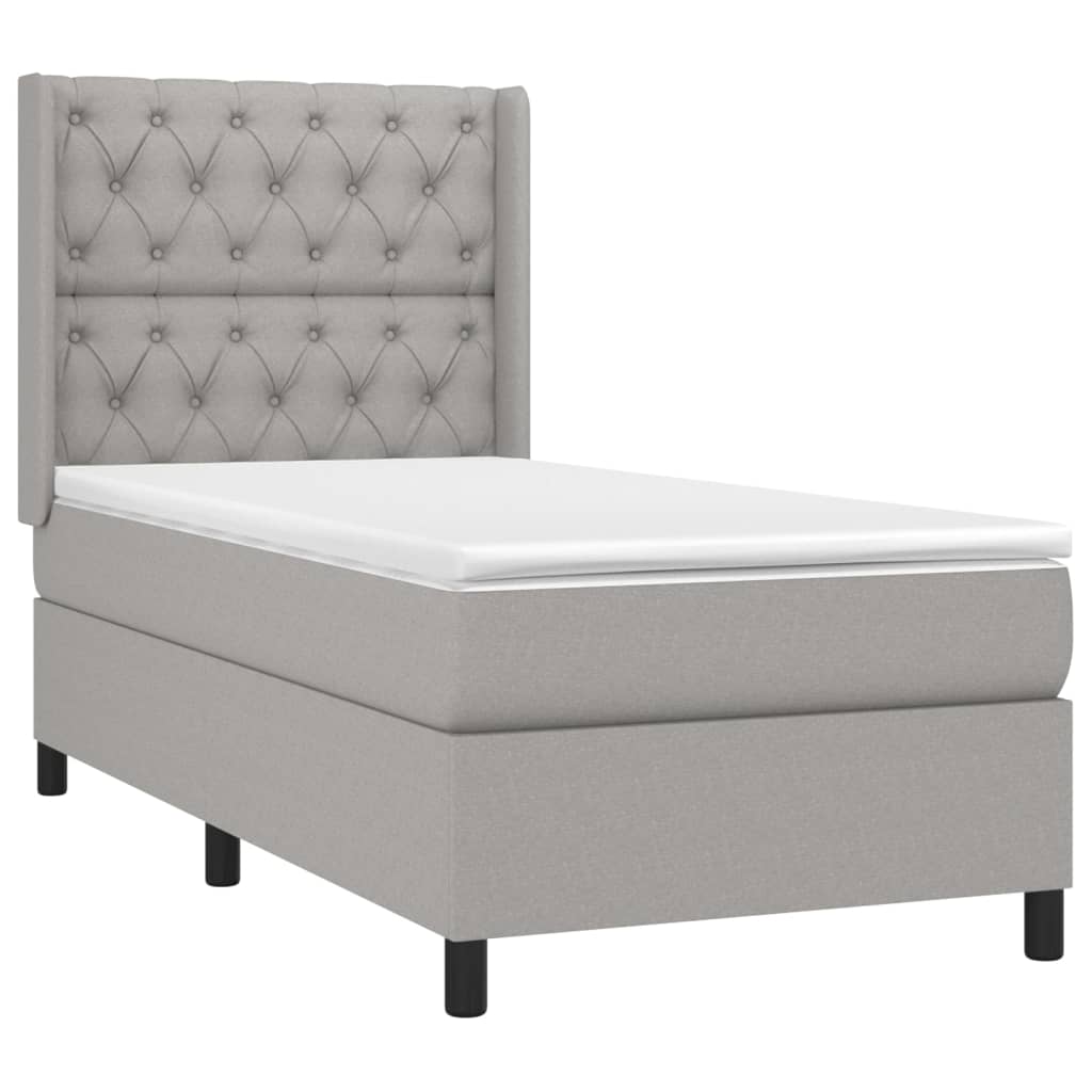Krevet box spring s madracem LED svjetlosivi 80x200 cm tkanina