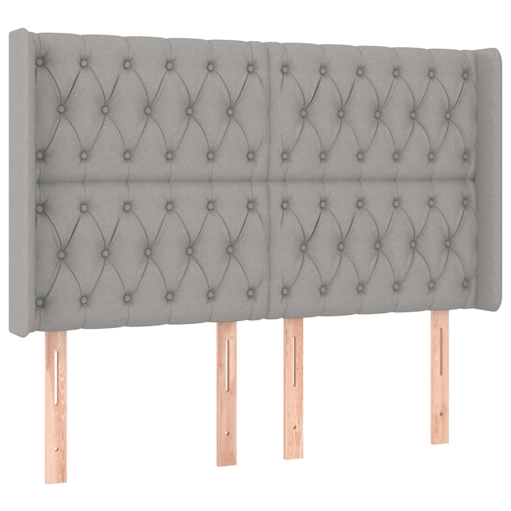 Krevet box spring s madracem LED svjetlosivi 140x190 cm tkanina