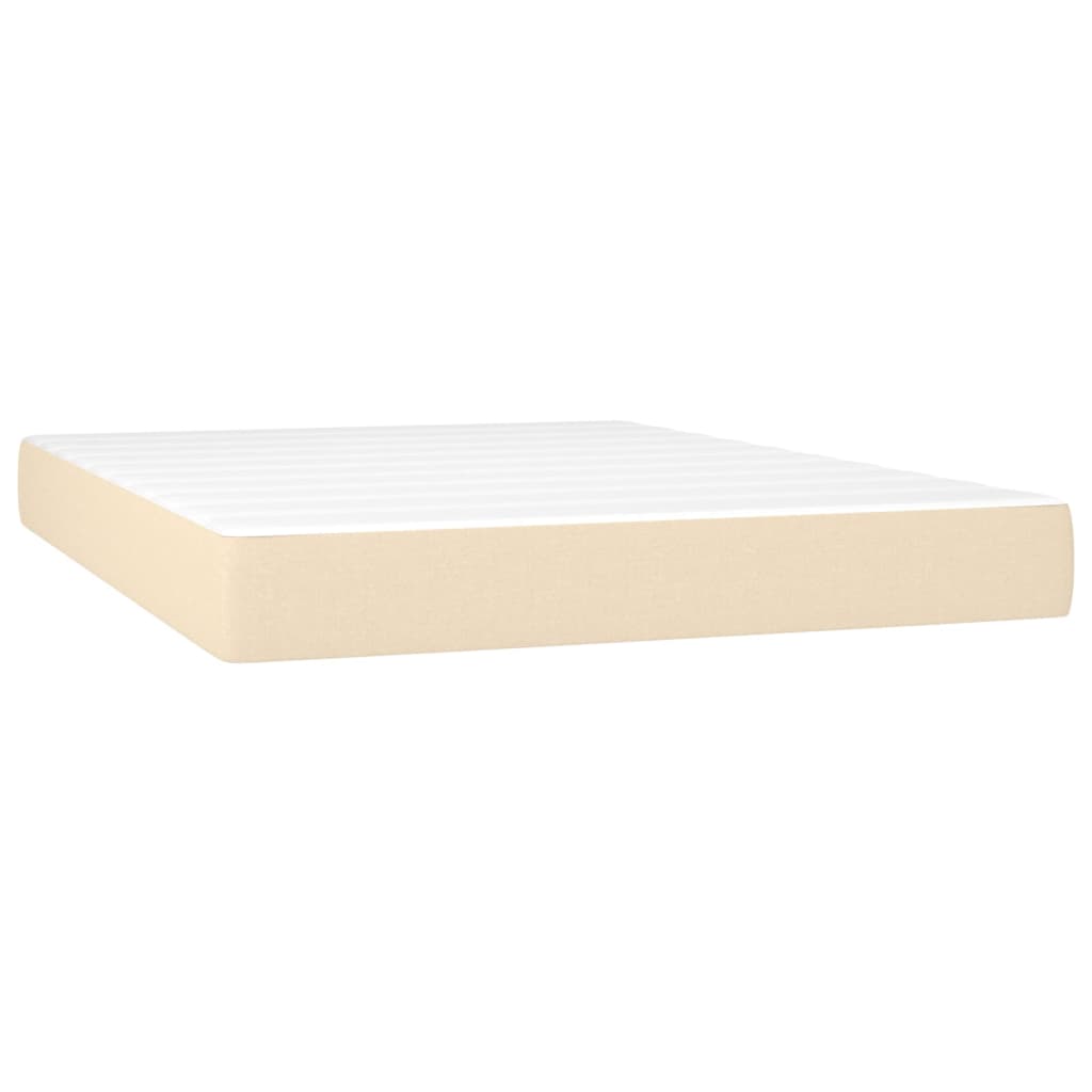 Krevet box spring s madracem LED krem 140x190 cm od tkanine