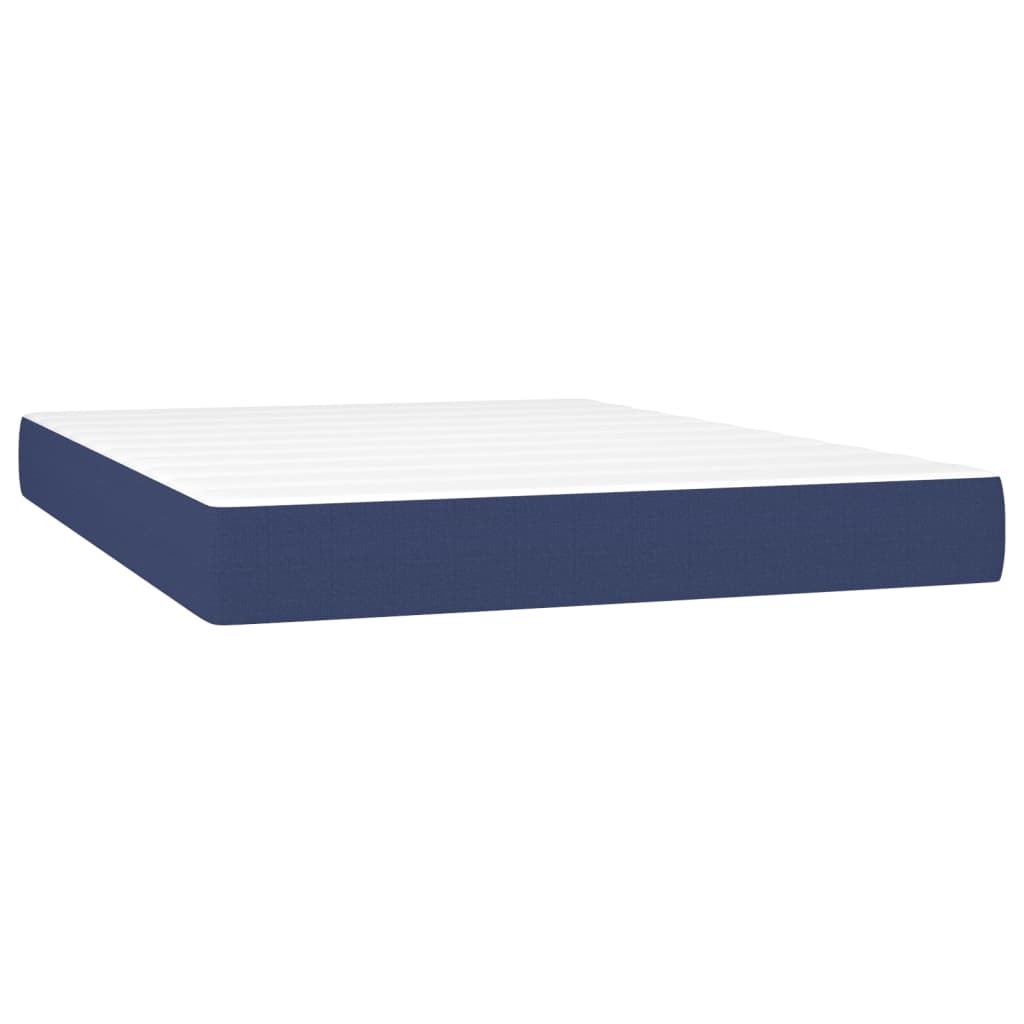 Krevet box spring s madracem LED plavi 140x200 cm od tkanine