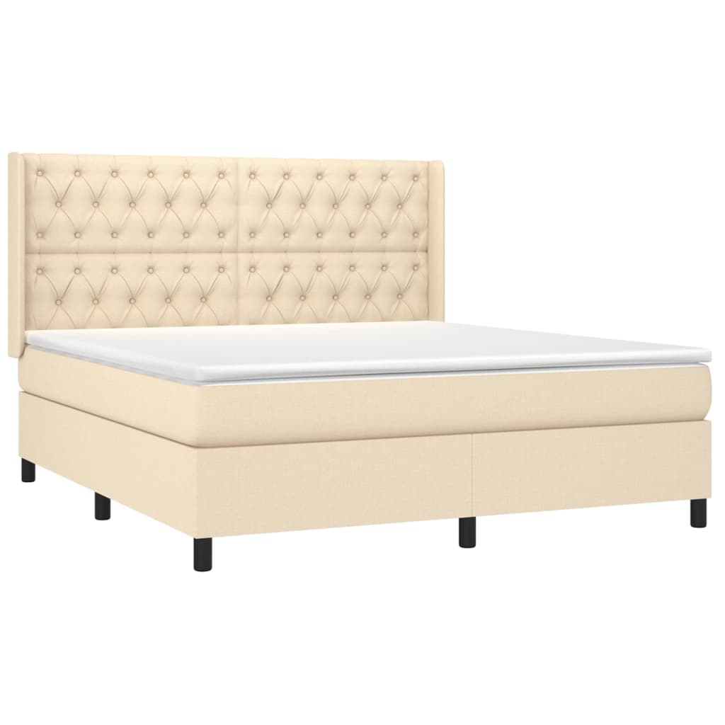 Krevet box spring s madracem LED krem 160x200 cm od tkanine