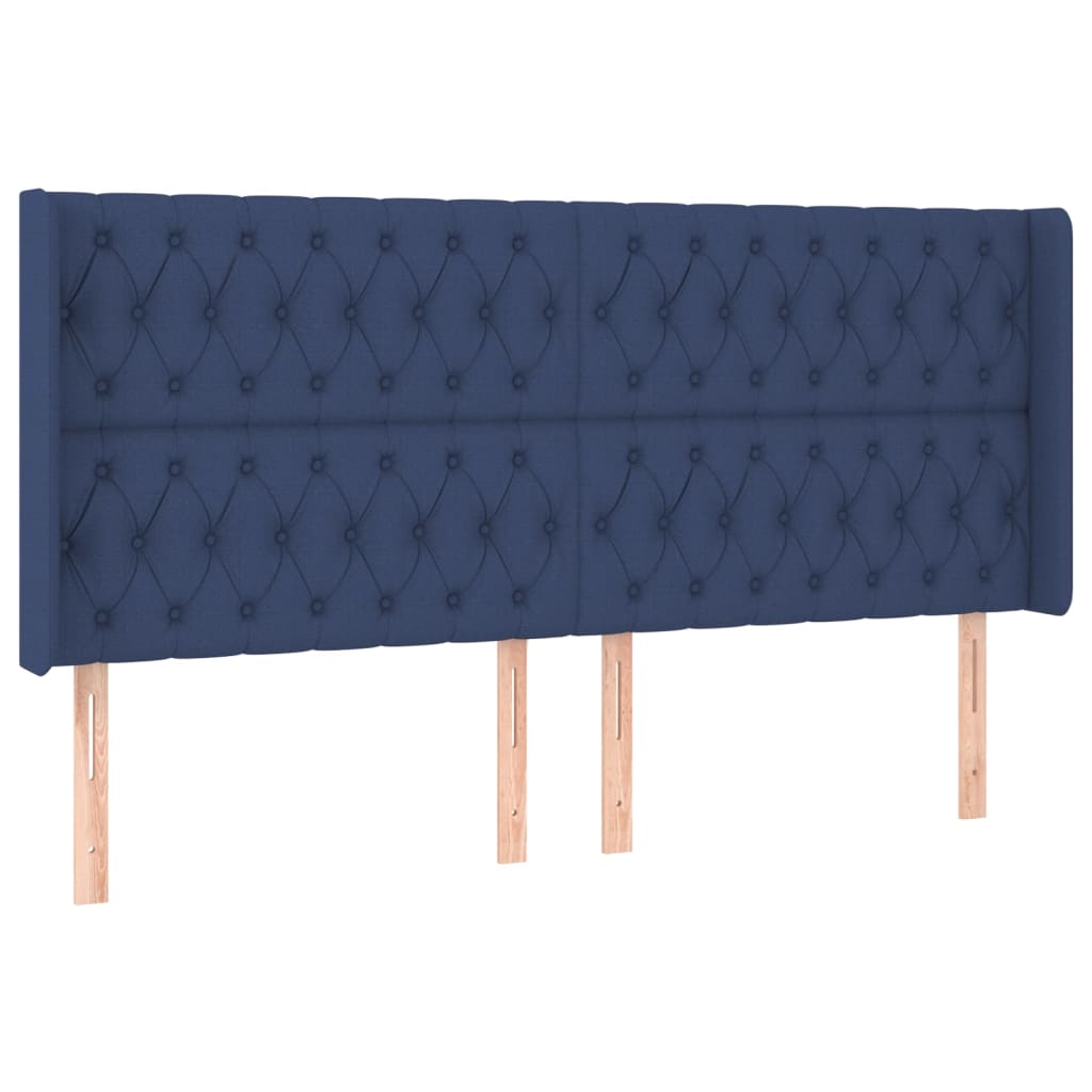 Krevet box spring s madracem LED plavi 200x200 cm od tkanine