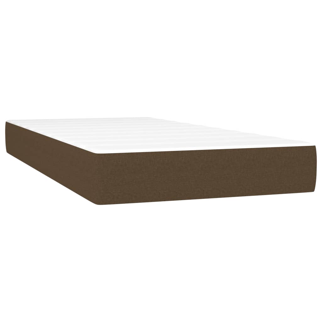 Krevet box spring s madracem LED tamnosmeđi 90x200 cm tkanina