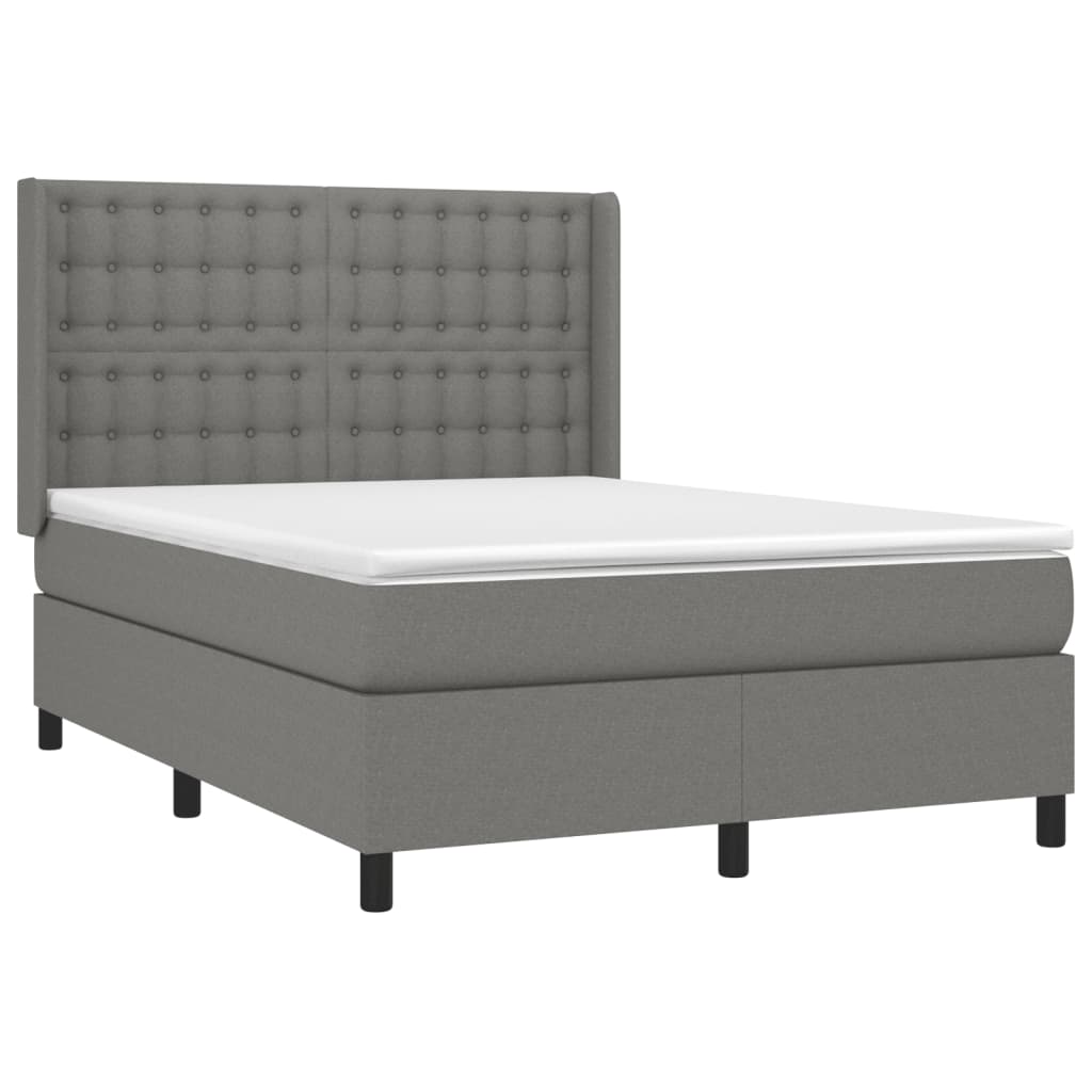 Krevet box spring s madracem LED tamnosivi 140x190 cm tkanina