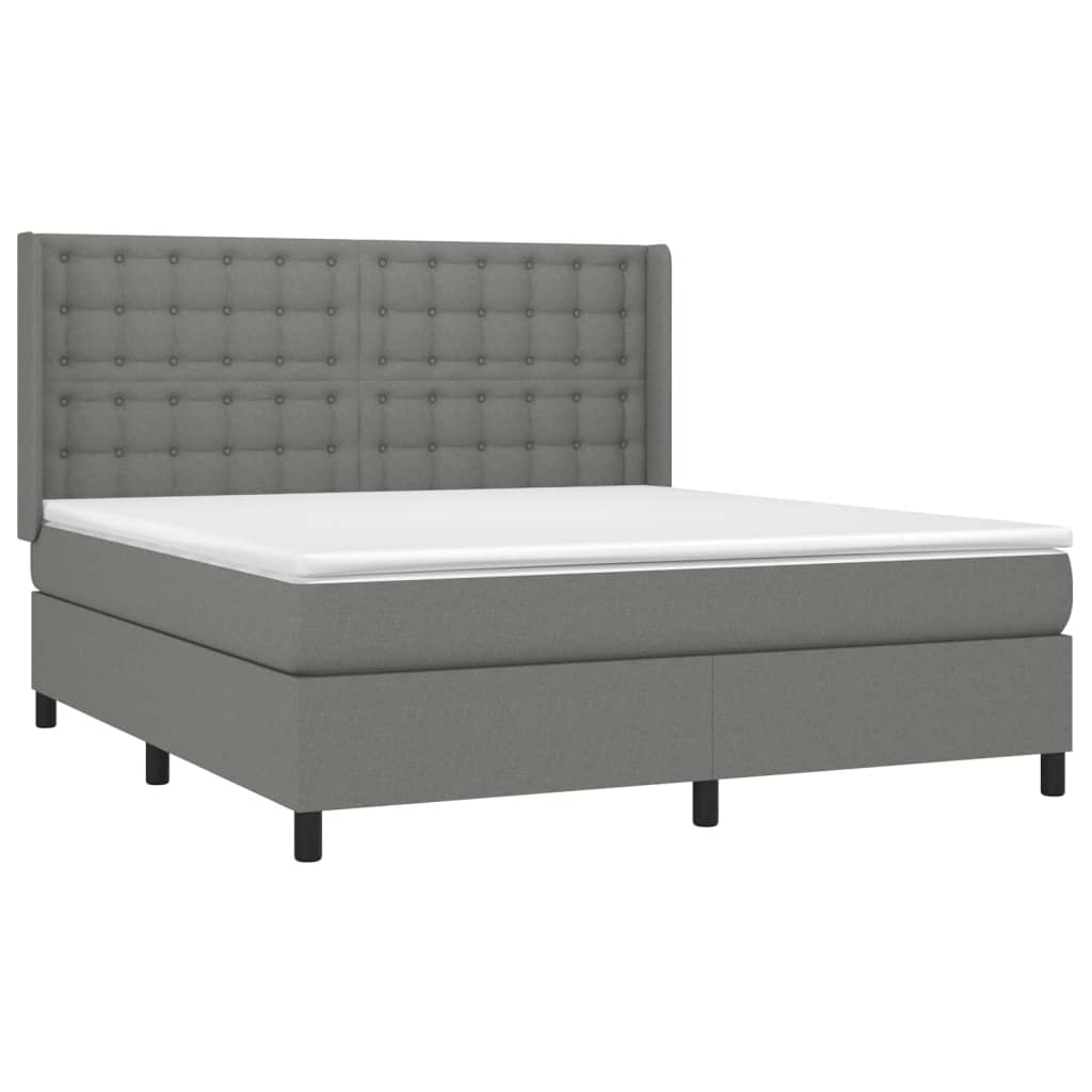 Krevet box spring s madracem LED tamnosivi 180x200 cm tkanina