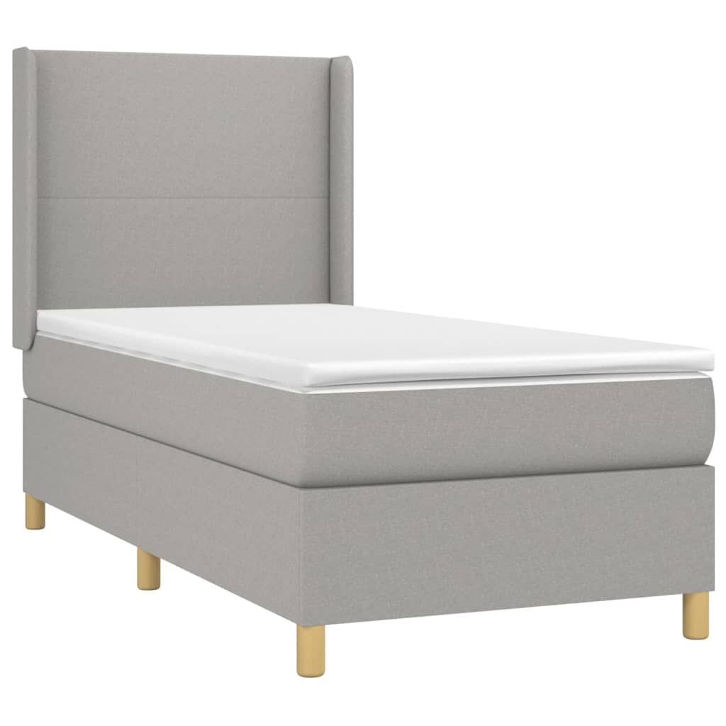 Krevet box spring s madracem LED svjetlosivi 80x200 cm tkanina