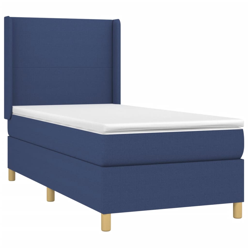 Krevet box spring s madracem LED plavi 80 x 200 cm od tkanine
