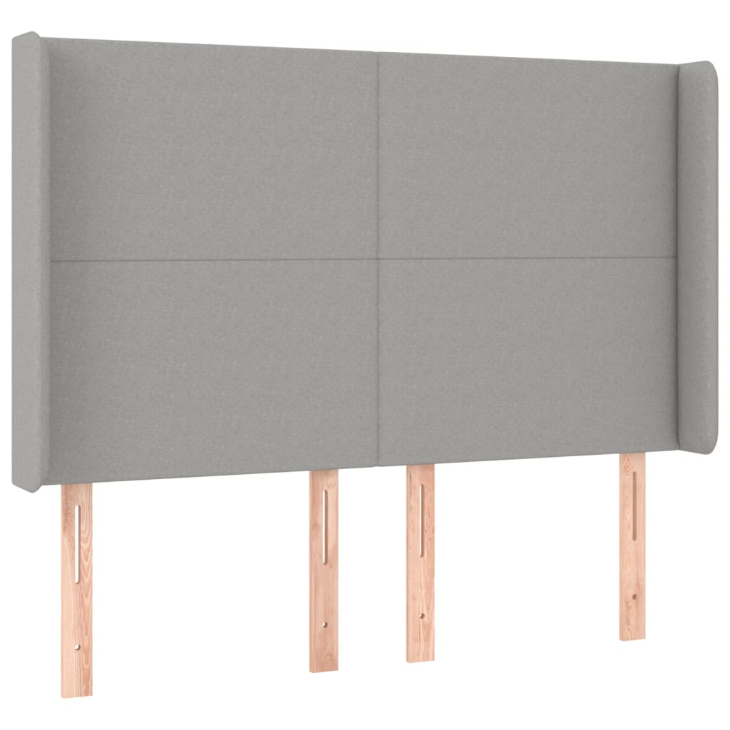 Krevet box spring s madracem LED svjetlosivi 140x190 cm tkanina