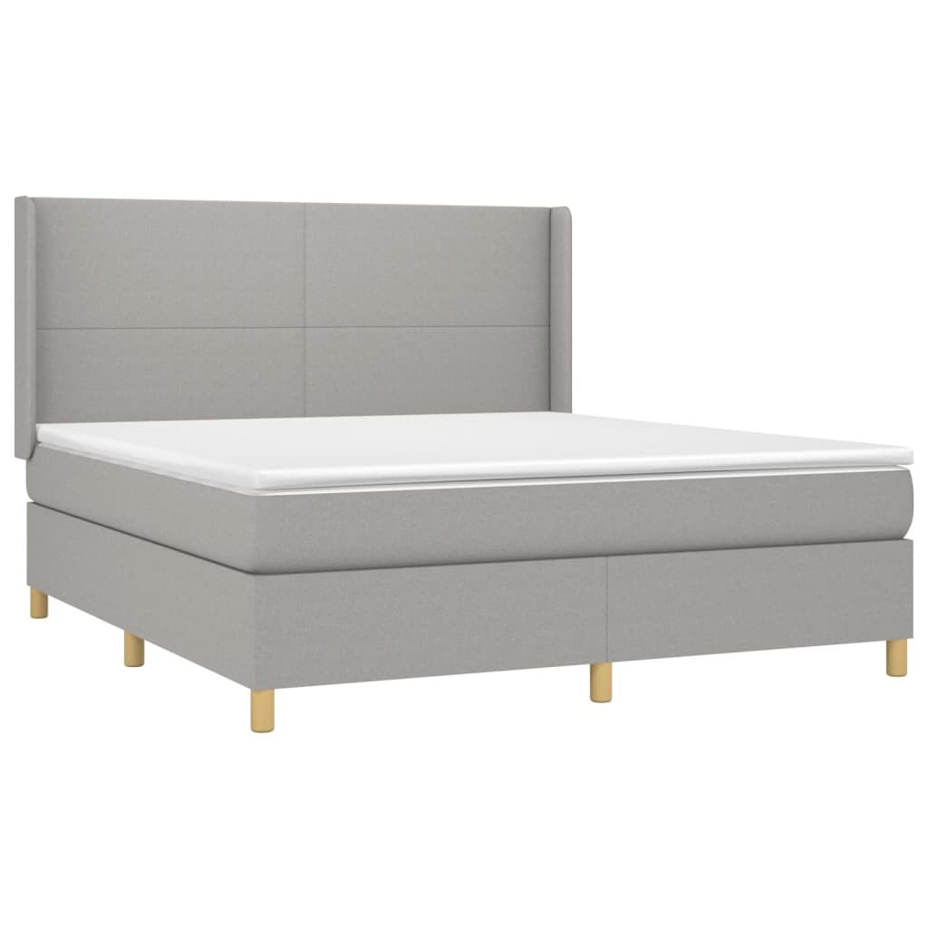 Krevet box spring s madracem LED svjetlosivi 160x200 cm tkanina