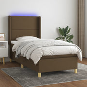 Krevet box spring s madracem LED tamnosmeđi 90x190 cm tkanina