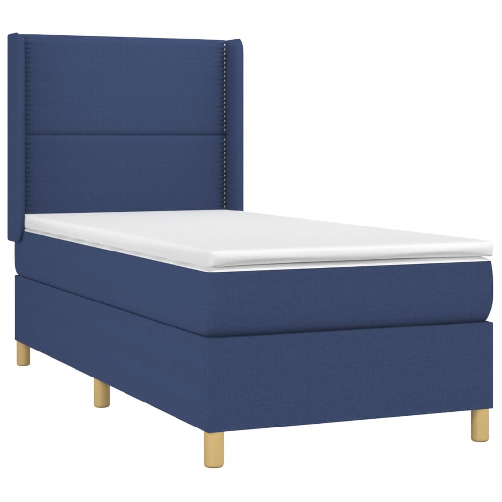 Krevet box spring s madracem LED plavi 90x200 cm od tkanine