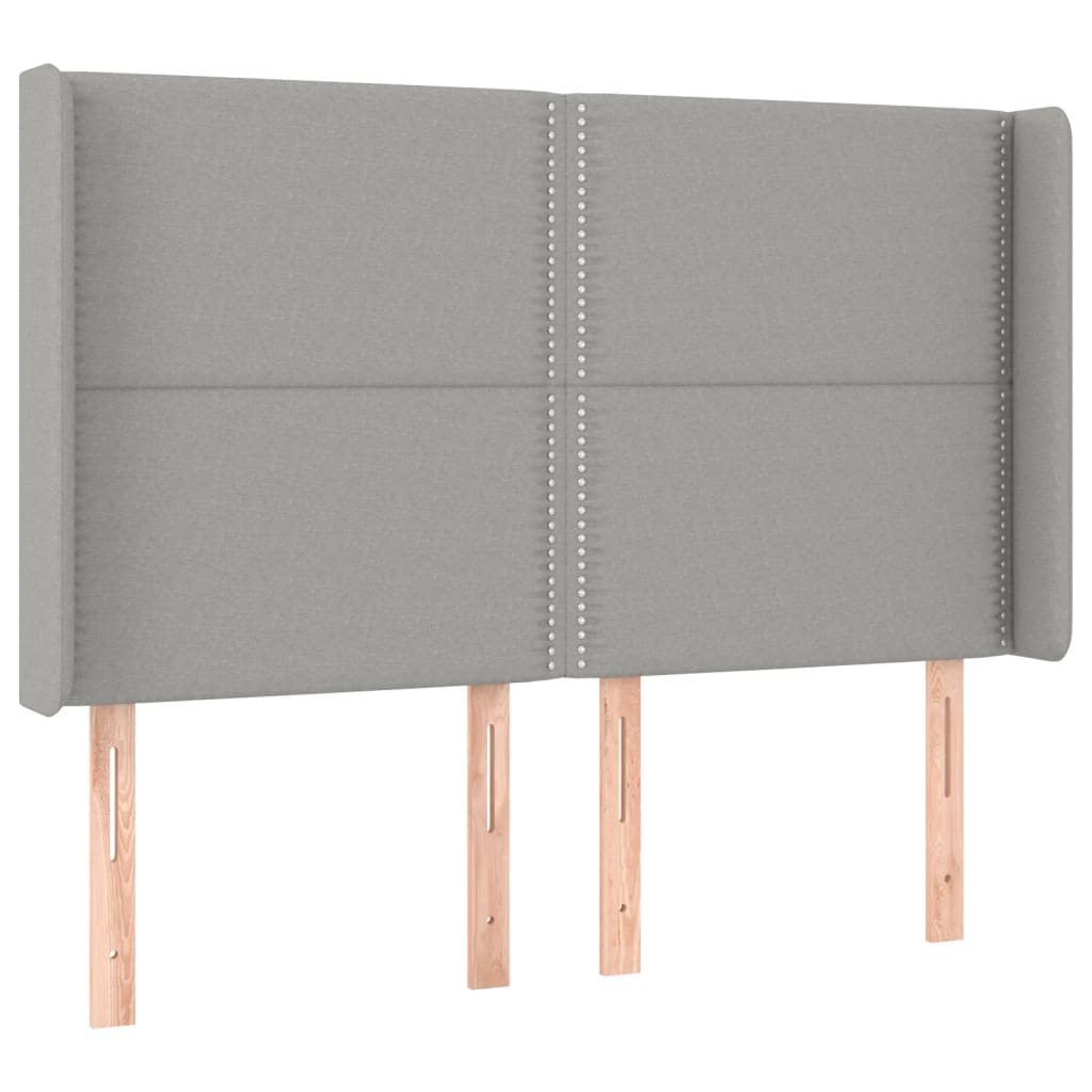 Krevet box spring s madracem LED svjetlosivi 140x190 cm tkanina
