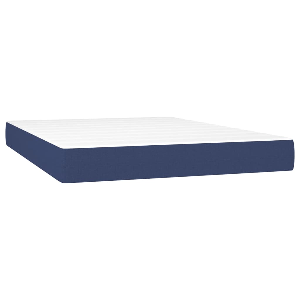 Krevet box spring s madracem LED plavi 140x190 cm od tkanine