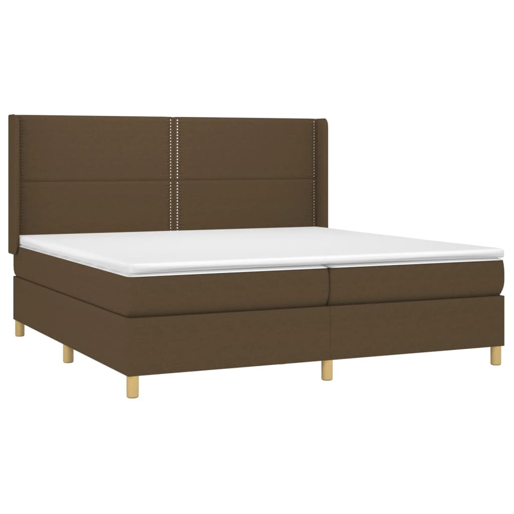 Krevet box spring s madracem LED tamnosmeđi 200x200 cm tkanina