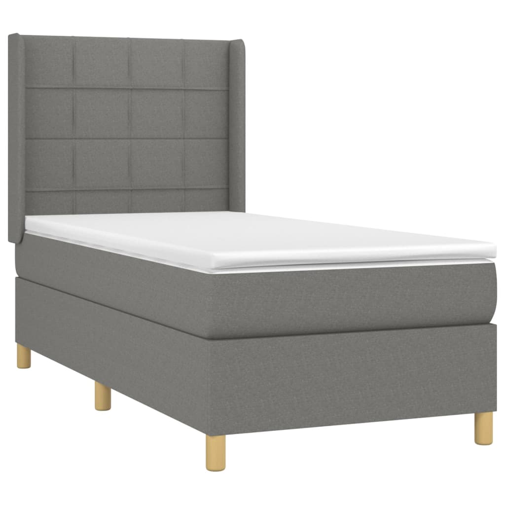 Krevet box spring s madracem LED tamnosivi 80 x 200 cm tkanina