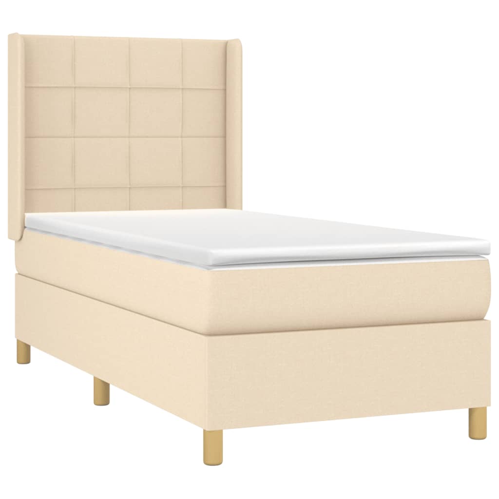 Krevet box spring s madracem LED krem 90x190 cm od tkanine